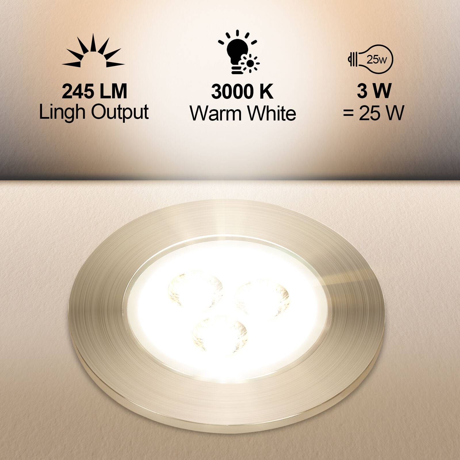 10x LED Einbauleuchte 3W Deckenstrahler schwenkbar Warmweiß 3200K 81mm 210LM für Küche Bad Wohnbereich