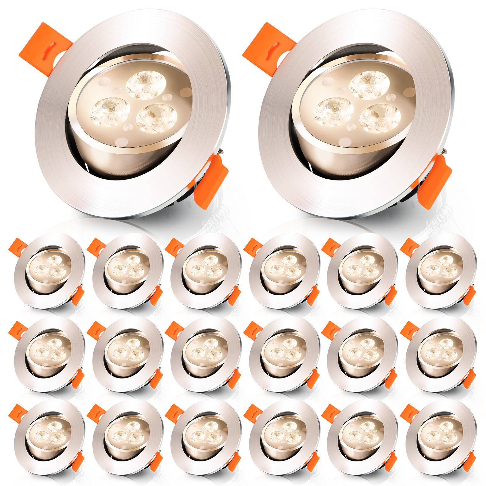 20x LED Einbauleuchte 3W Deckenstrahler schwenkbar Warmweiß 3200K 81mm 210LM für Küche Bad Wohnbereich