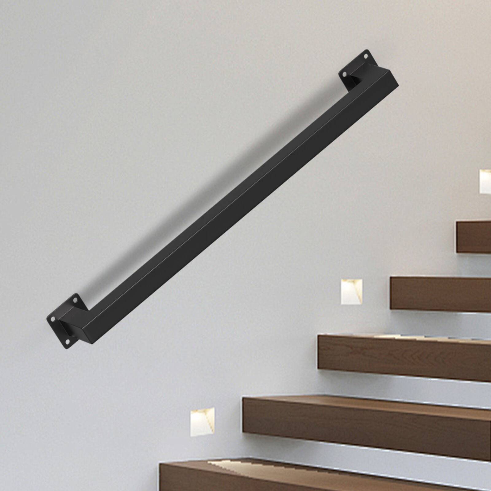 Handlauf treppe Handlauf Set Metall Schwarz pulverbeschichteter Treppenhandlauf pflegeleicht und langlebig 60cm Treppengeländer