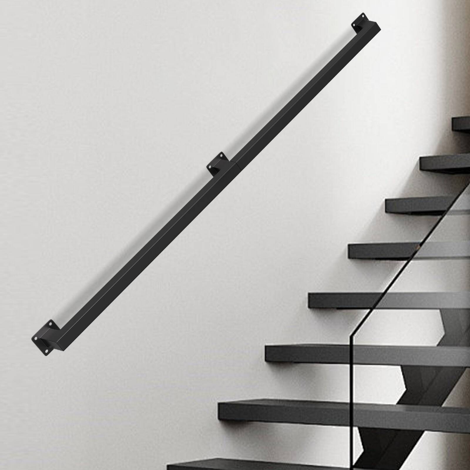 Handlauf treppe Handlauf Set Metall Schwarz pulverbeschichteter Treppenhandlauf pflegeleicht und langlebig 120cm Treppengeländer