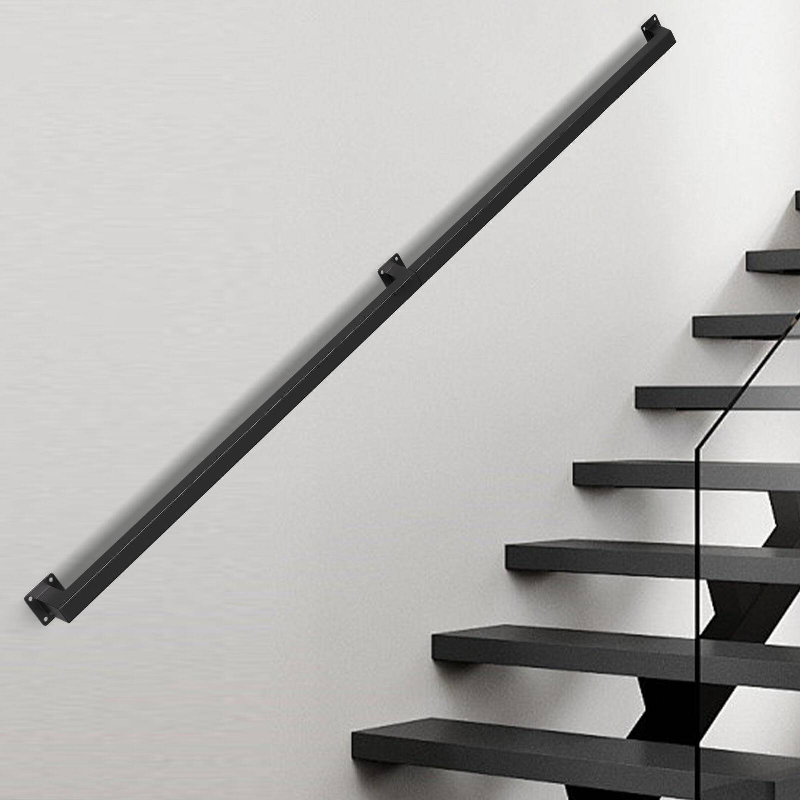 Handlauf treppe Handlauf Set Metall Schwarz pulverbeschichteter Treppenhandlauf pflegeleicht und langlebig 180cm Treppengeländer