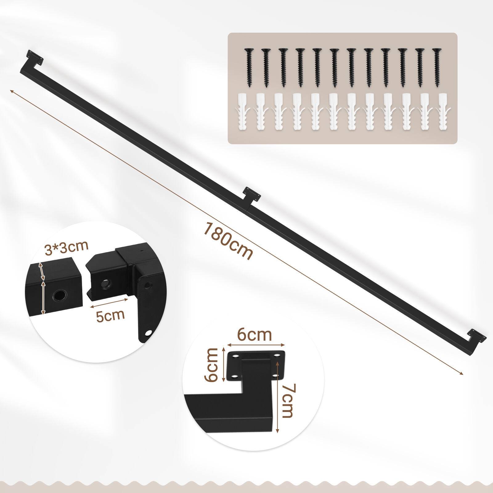 Handlauf treppe Handlauf Set Metall Schwarz pulverbeschichteter Treppenhandlauf pflegeleicht und langlebig 180cm Treppengeländer