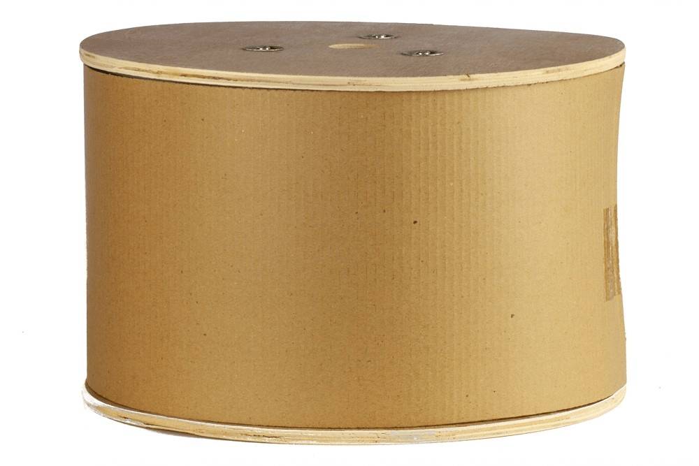Eine große, runde Pappspule, die zum Aufwickeln oder Lagern von Materialien wie Seil, Draht oder Kabel bestimmt ist.