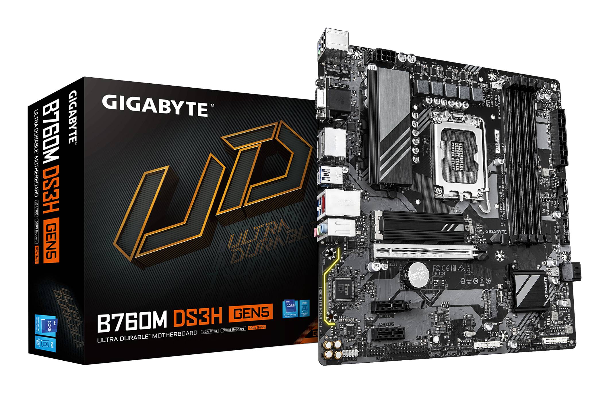 Gigabyte B760M DS3H GEN5 - Motherboard - micro ATX - LGA1700-Sockel - B760 Chipsatz - USB 3.2 Gen 1, USB-C 3.2 Gen2 - 2.5 Gigabit LAN
