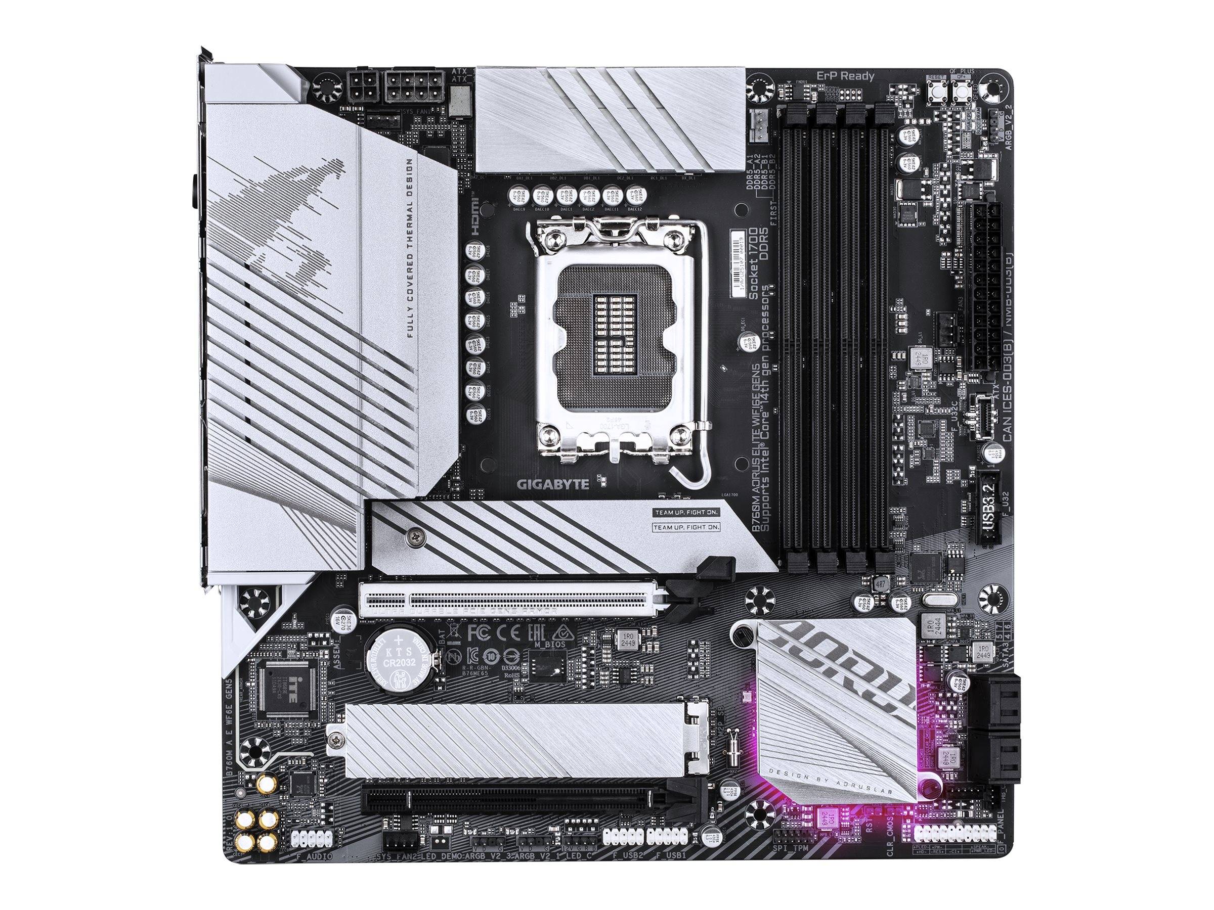 Gigabyte AORUS B760M ELITE WIFI6E GEN5 - Motherboard - micro ATX - LGA1700-Sockel - B760 Chipsatz - USB-C 3.2 Gen 2x2, USB-C 3.2 Gen2, USB 3.2 Gen