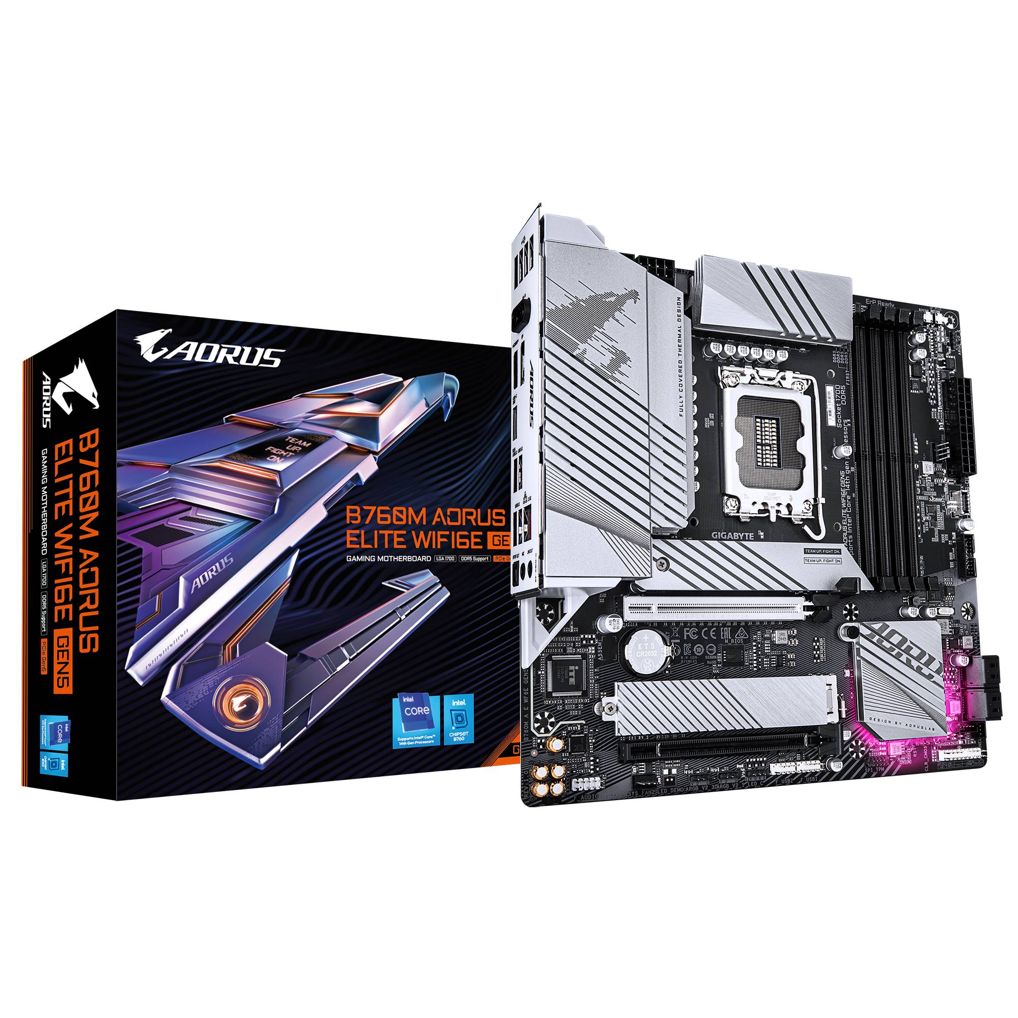 Gigabyte AORUS B760M ELITE WIFI6E GEN5 - Motherboard - micro ATX - LGA1700-Sockel - B760 Chipsatz - USB-C 3.2 Gen 2x2, USB-C 3.2 Gen2, USB 3.2 Gen