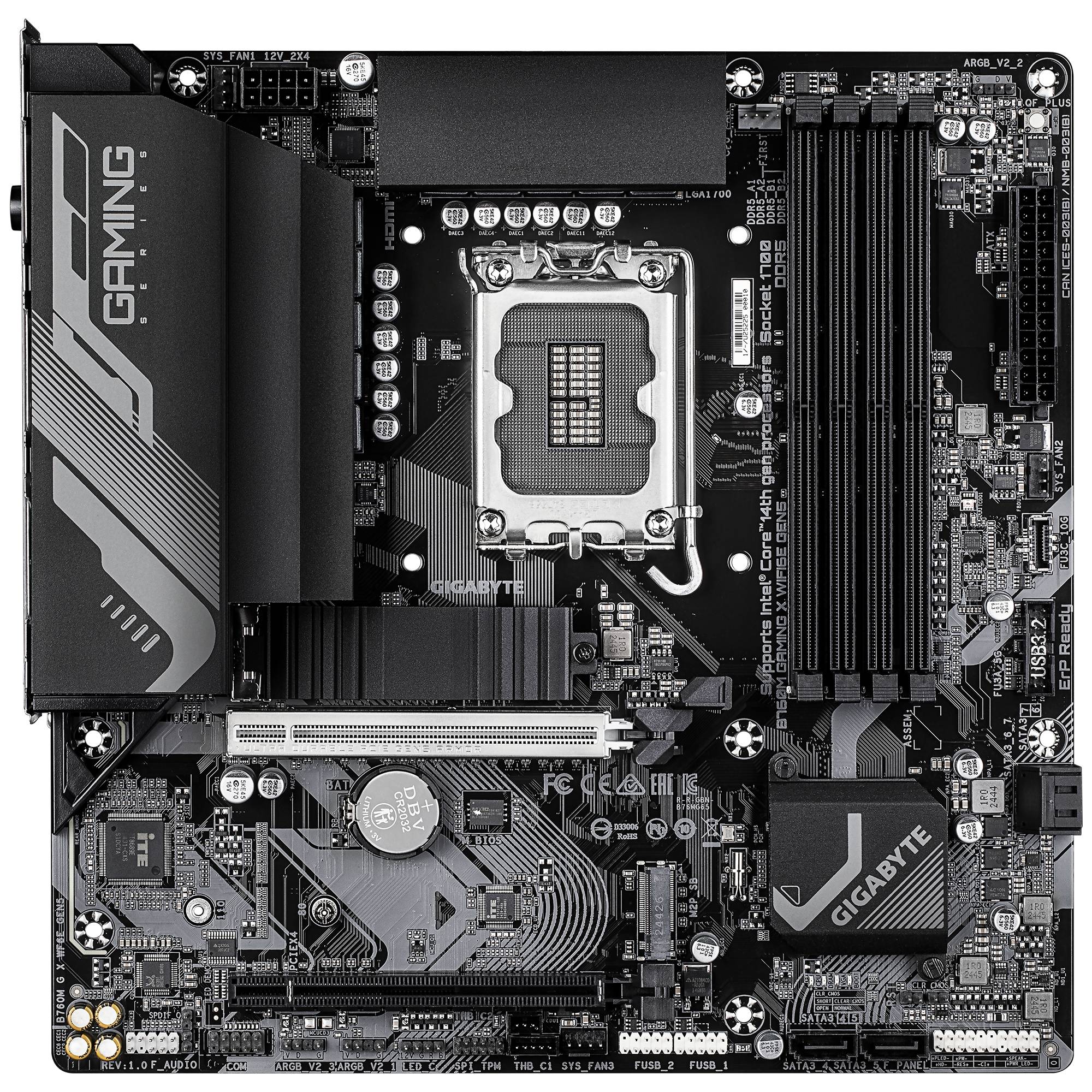 Gigabyte B760M GAMING X WIFI6E GEN5 - Motherboard - micro ATX - LGA1700-Sockel - B760 Chipsatz - USB-C 3.2 Gen2, USB 3.2 Gen 1 - 2.5 Gigabit LAN