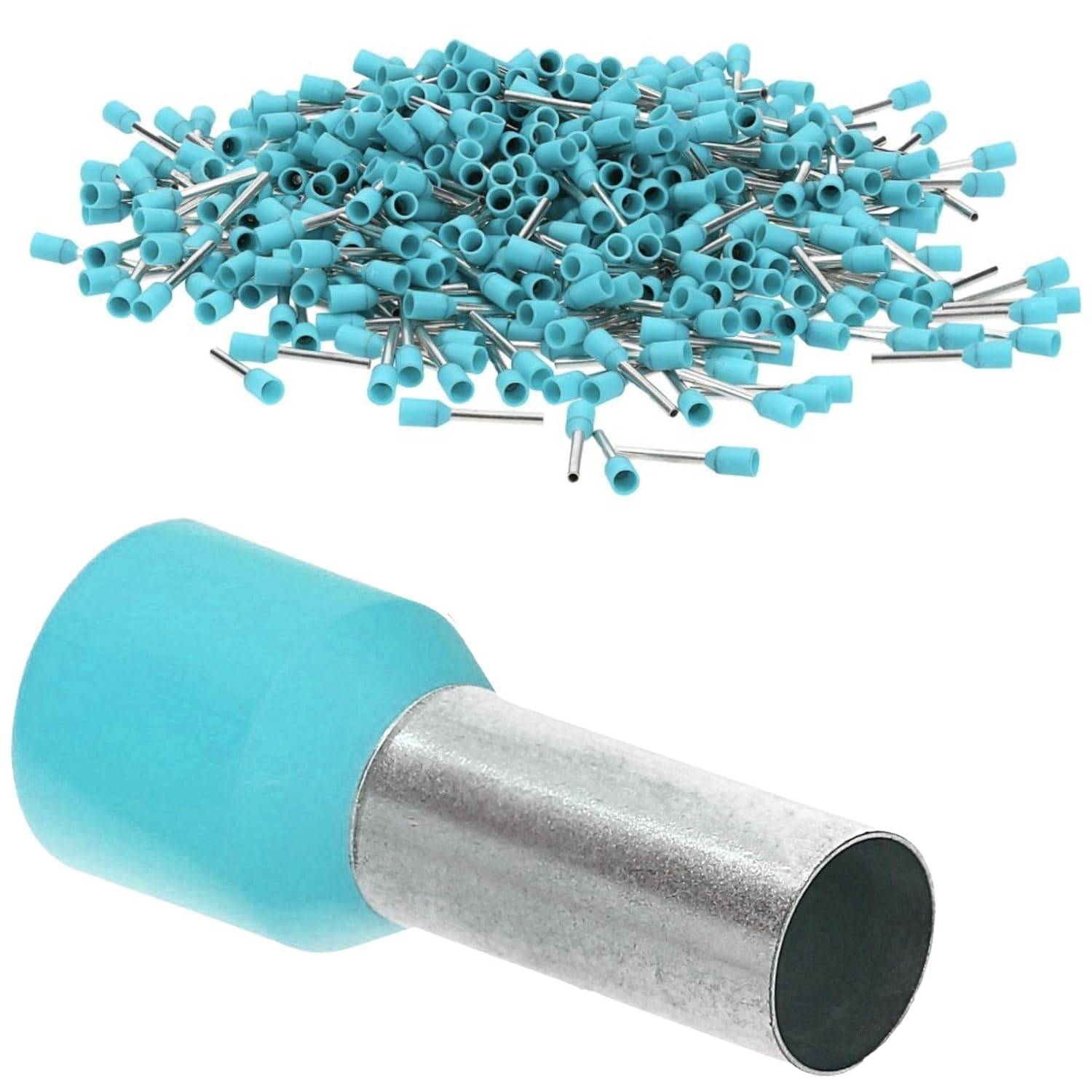 500 Stück Kalitec AE03408TK Aderendhülsen isoliert 0,34mm² 8mm lang türkis I Made in Germany I Industriequalität