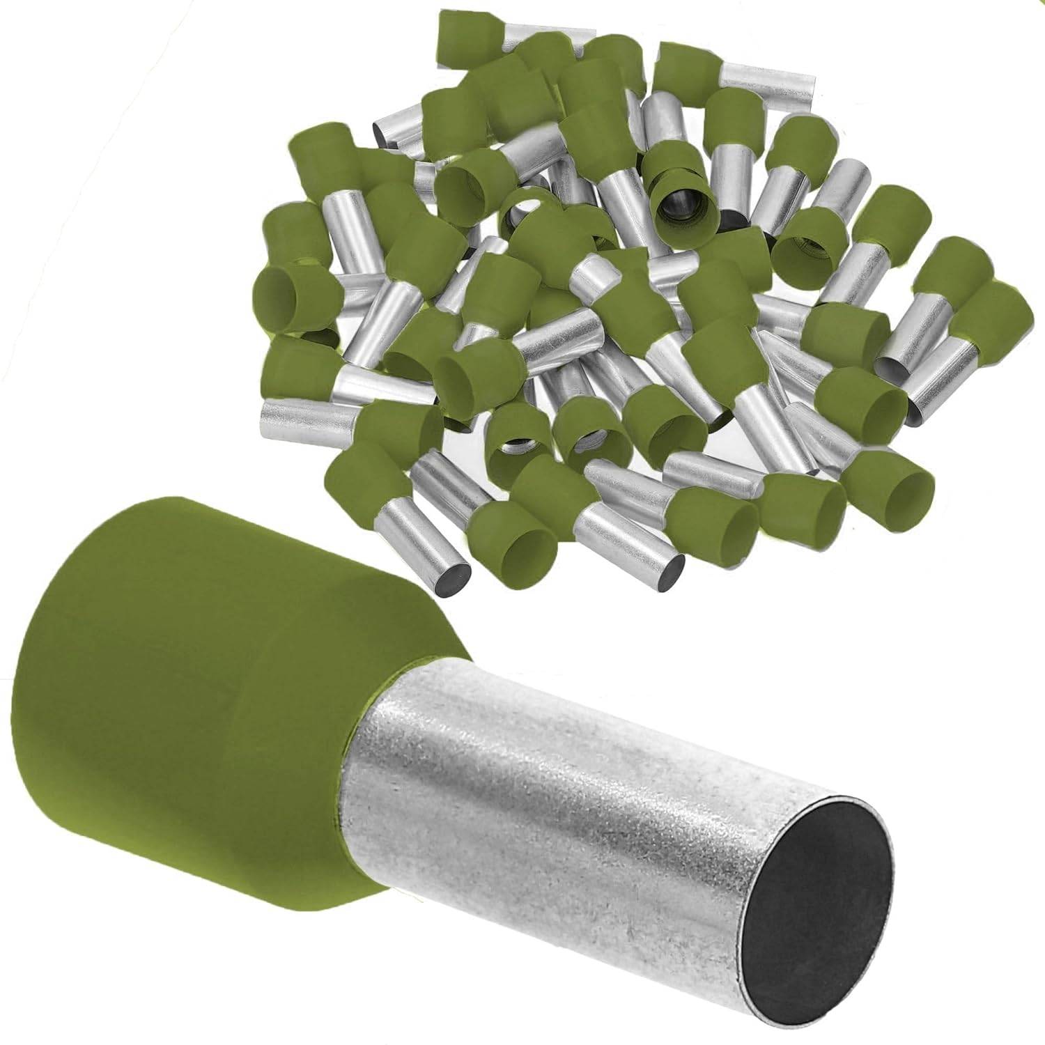 50 Stück Kalitec AE5020OL Aderendhülsen isoliert 50mm² 20mm lang olive I Made in Germany I Industriequalität