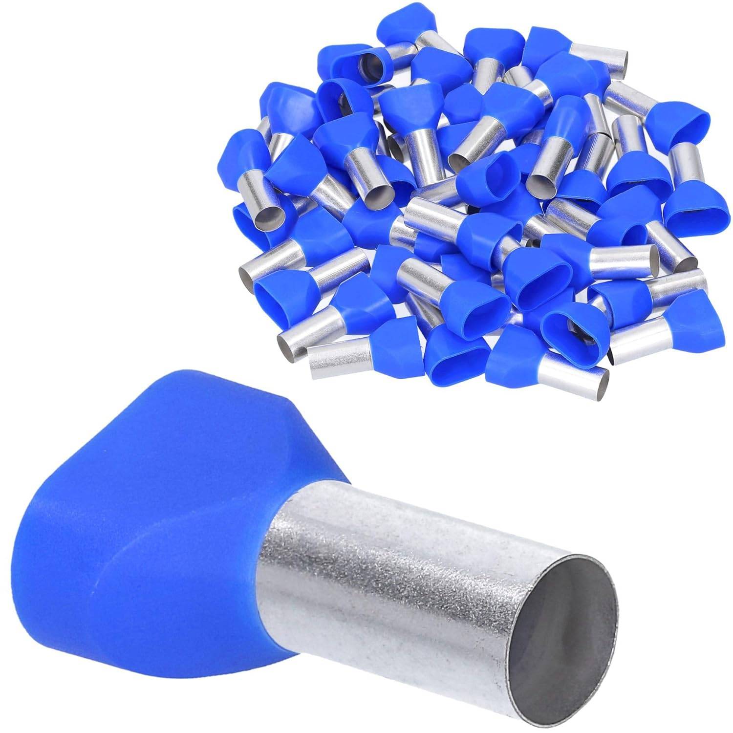 50 Stück Kalitec AET1616BL Zwillingsaderendhülsen isoliert 2x16,0mm² 16mm lang blau I Made in Germany I Industriequalitä