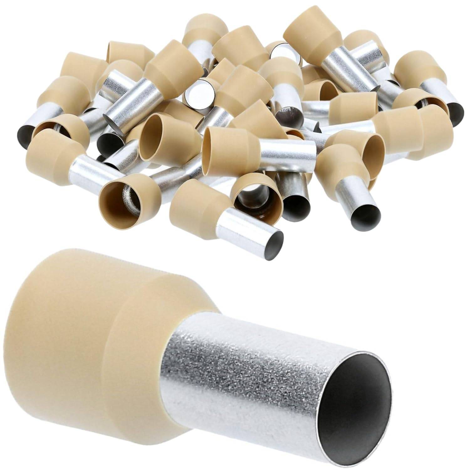 50 Stück Kalitec AE3518HBR Aderendhülsen isoliert 35mm² 18mm lang hellbraun I Made in Germany I Industriequalität