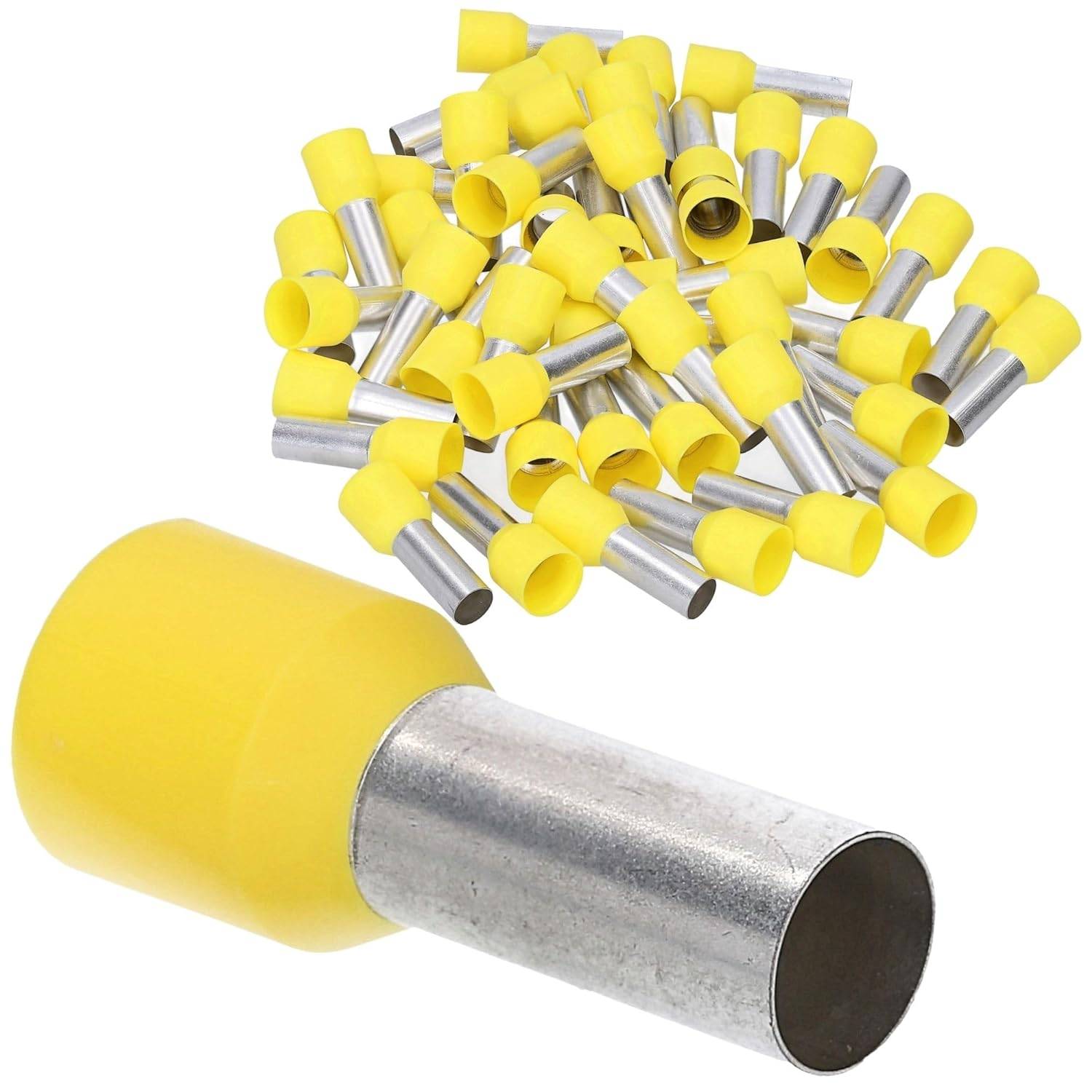 50 Stück Kalitec AE2518GE Aderendhülsen isoliert 25mm² 18mm lang gelb I Made in Germany I Industriequalität