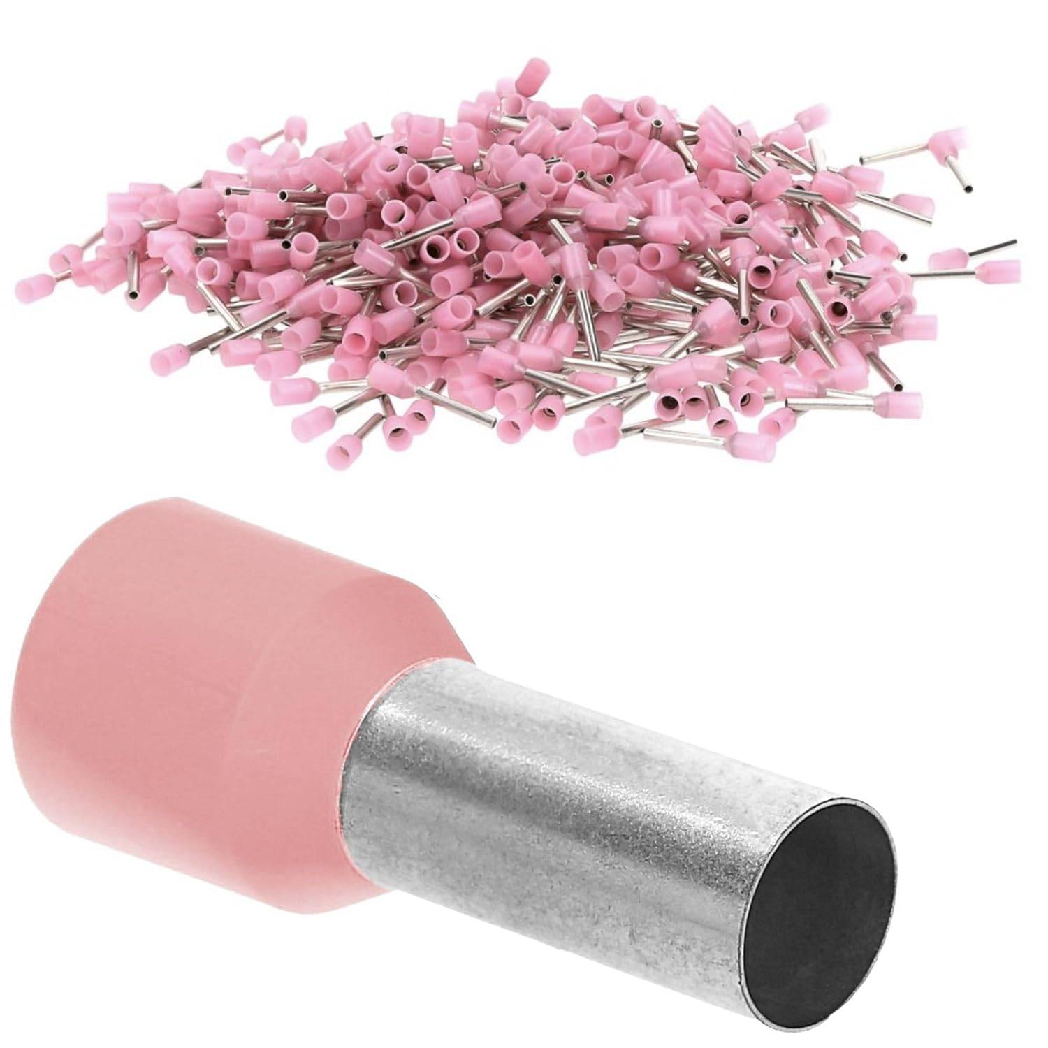 500 Stück Kalitec AE03406RS Aderendhülsen isoliert 0,34mm² 6mm lang rosa I Made in Germany I Industriequalität