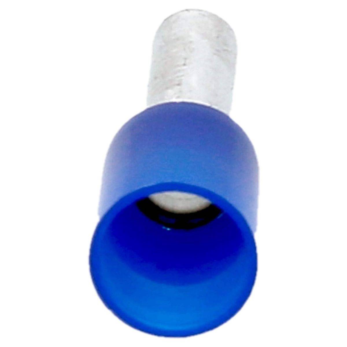 Ein blauer Kunststoff-Isolierverbinder mit Metallanschluss, entwickelt zum Schutz und zur Verbindung von Elektrokabeln.