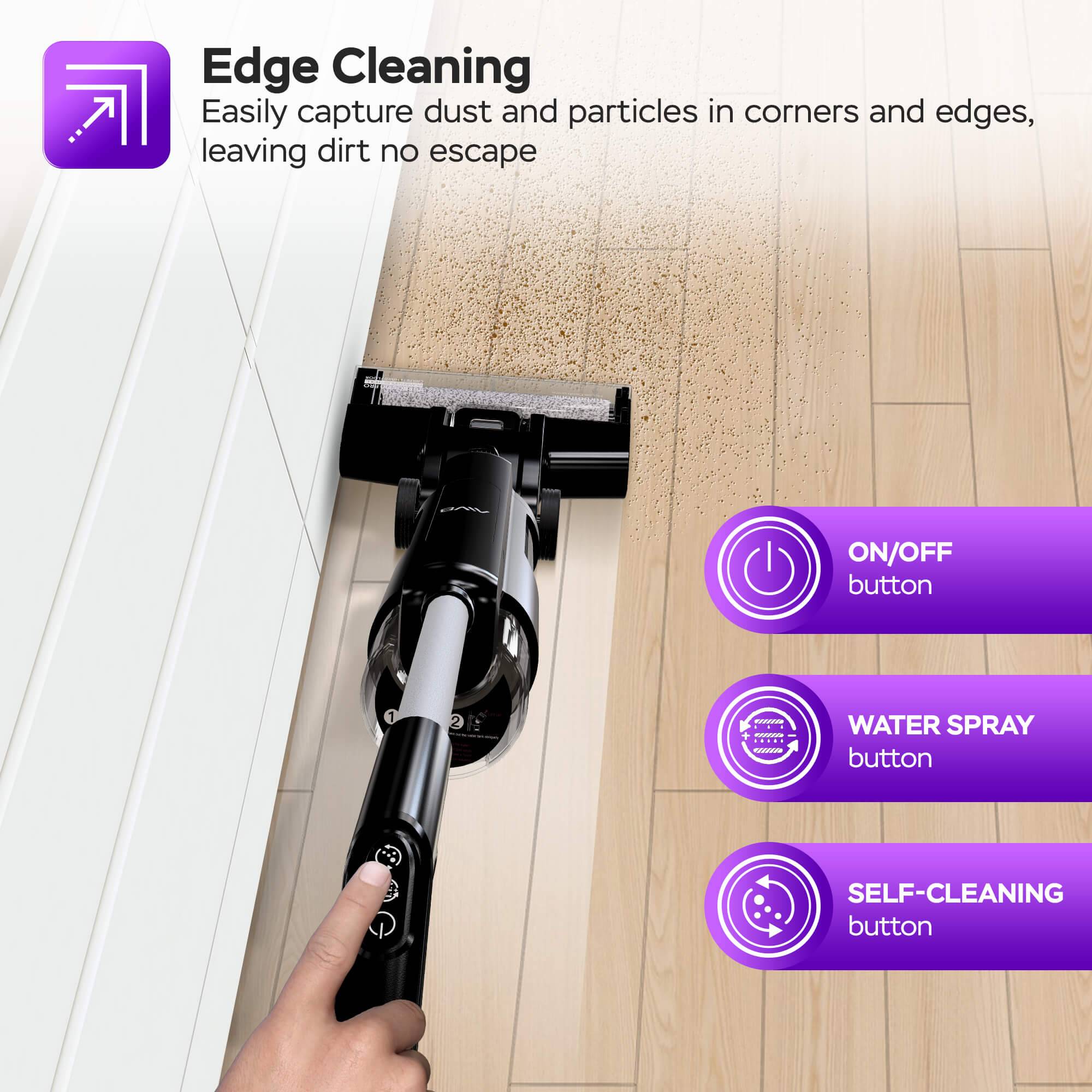 Akku Nass- und Trockensauger kabellos 2in1 Staubsauger mit Wischfunktion 5 kPa Saugkraft 180W beutellos Hand Boden Stiel