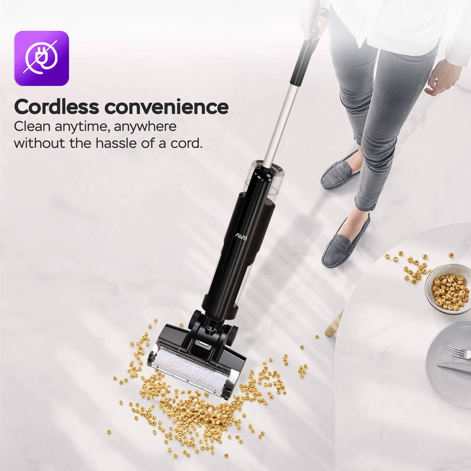 Akku Nass- und Trockensauger kabellos 2in1 Staubsauger mit Wischfunktion 5 kPa Saugkraft 180W beutellos Hand Boden Stiel