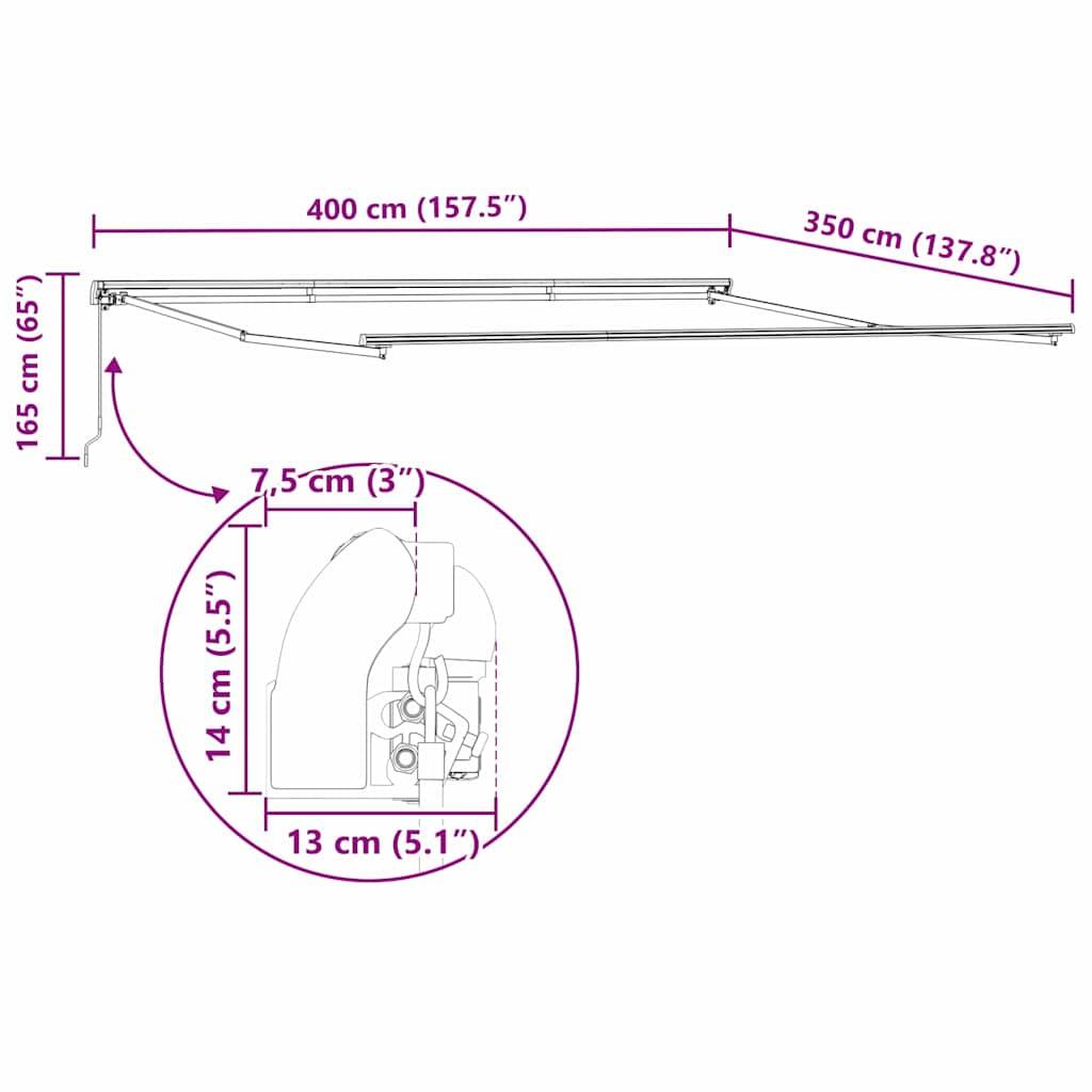 vidaXL Markise Anthrazit 4 × 3,5 m Metall
