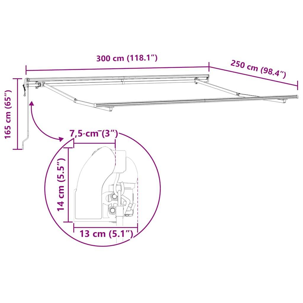 vidaXL Markisenrahmen Weiß 300 x 250 cm Aluminium