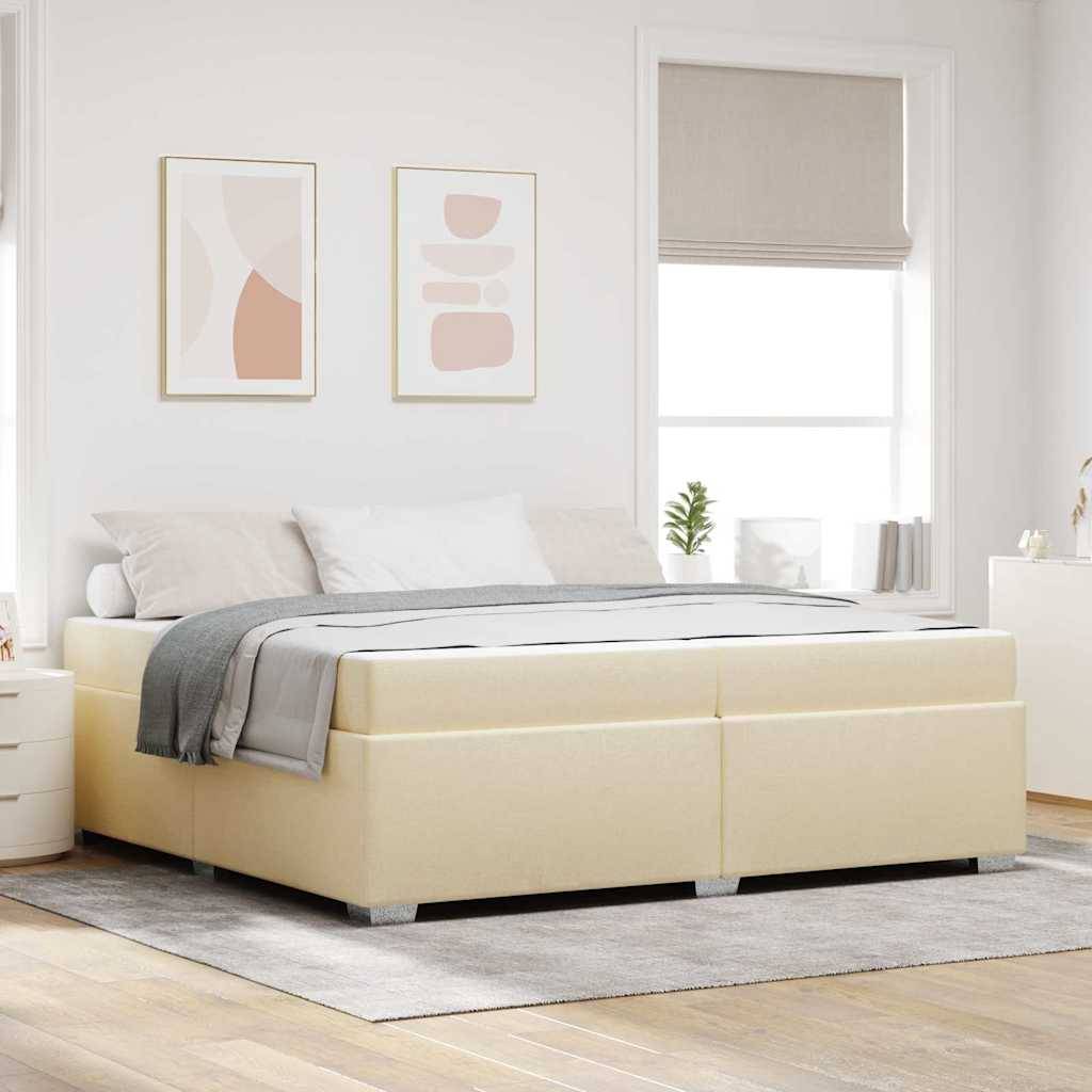 vidaXL Bettrahmen mit Matratze Creme 200 x 200 cm Stoff