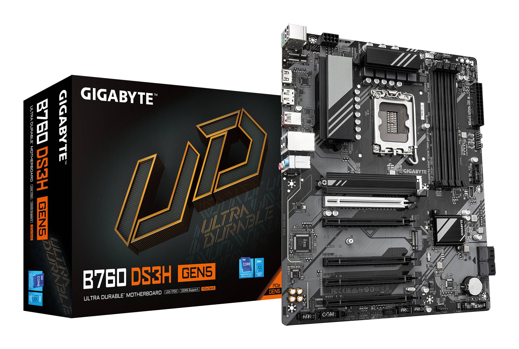Gigabyte B760 DS3H GEN5 - Motherboard - ATX - LGA1700-Sockel - B760 Chipsatz - USB-C 3.2 Gen 2x2, USB-C 3.2 Gen 1, USB 3.2 Gen 2, USB 3.2 Gen 1