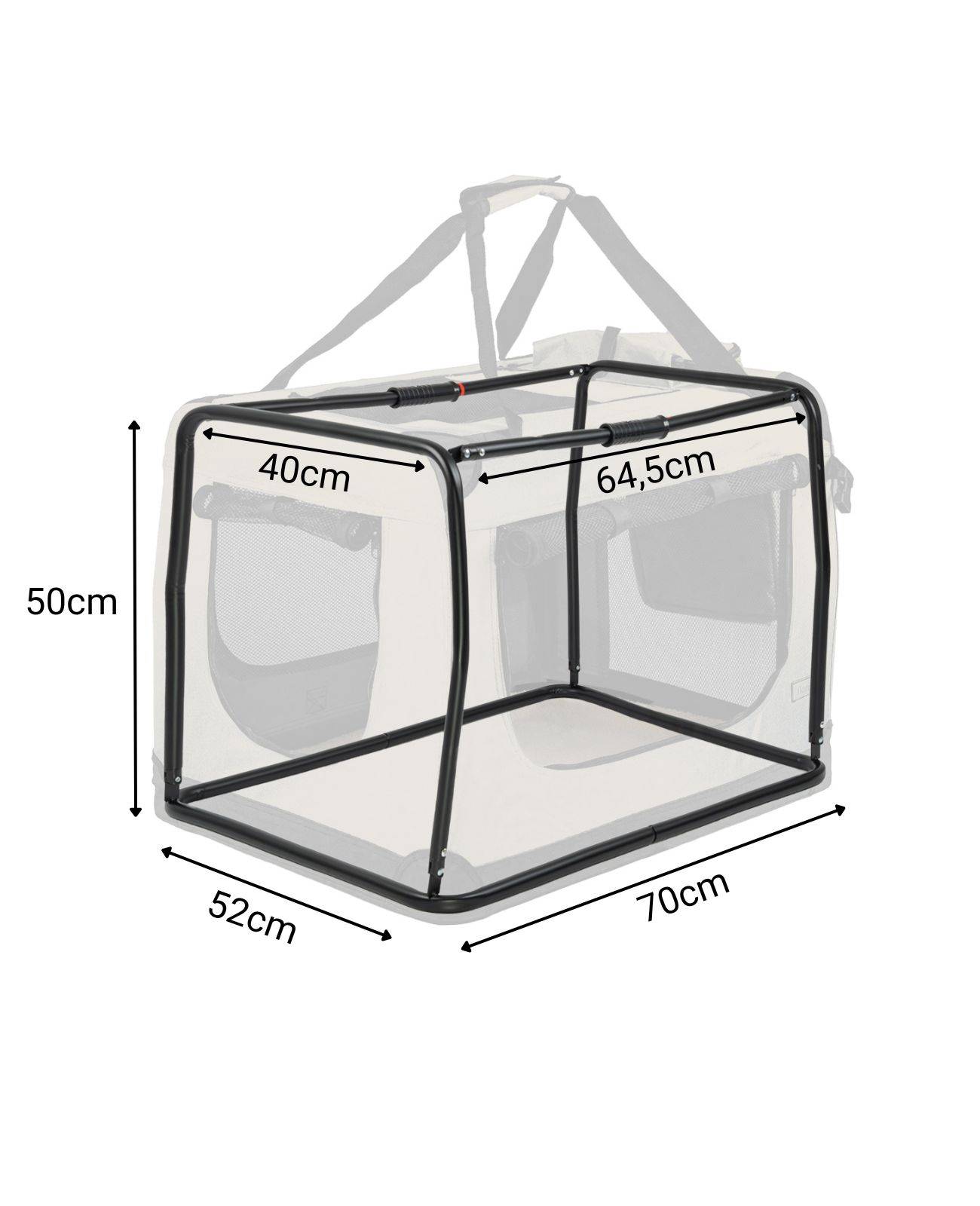 lionto Hundetransportbox faltbar, stabile Stoffbox mit Mesh-Einsätzen, ideal für Auto, Reise & Tierarzt, 70x52x50 cm, beige