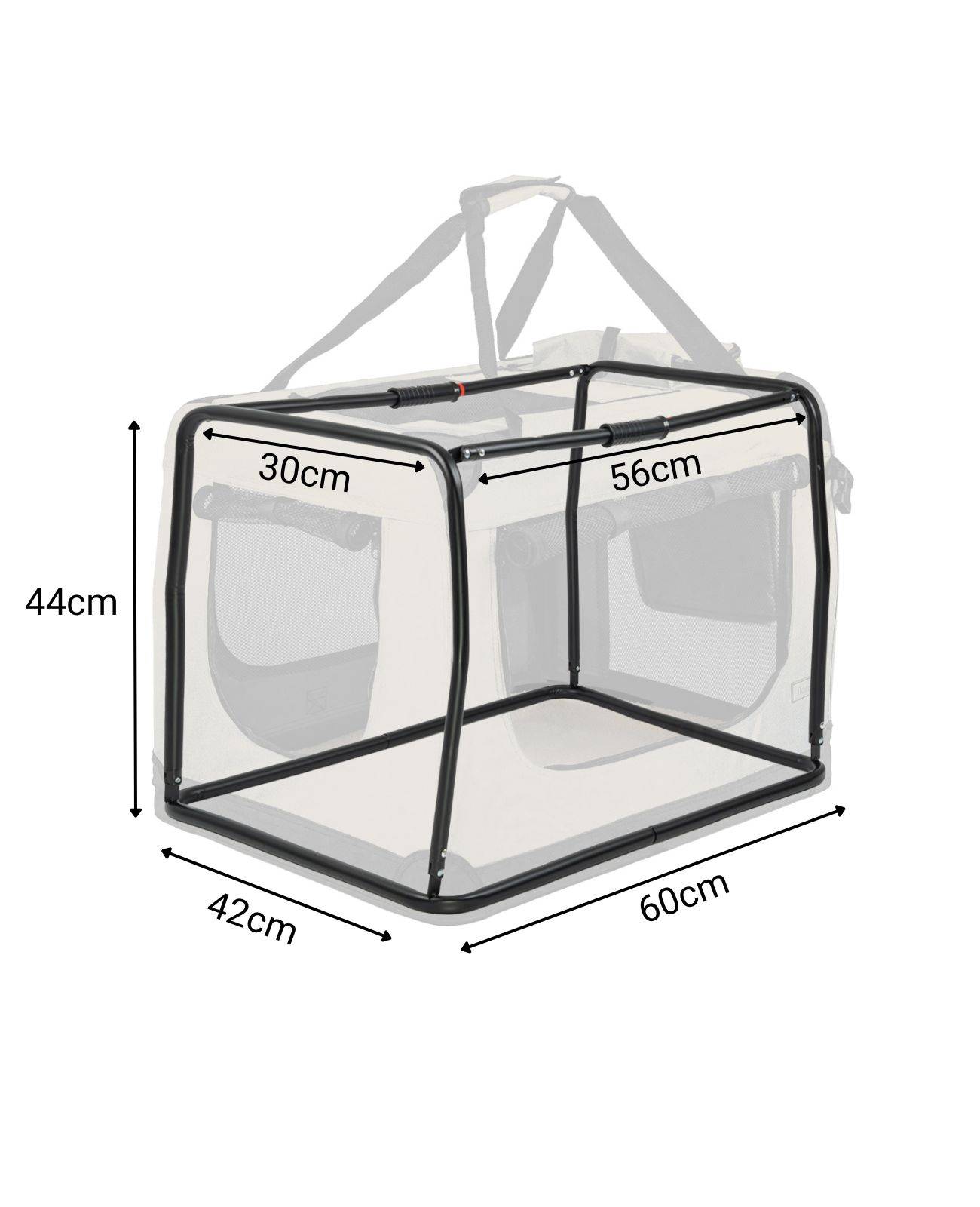 lionto Hundetransportbox faltbar, stabile Stoffbox mit Mesh-Einsätzen, ideal für Auto, Reise & Tierarzt, 60x42x44 cm, beige