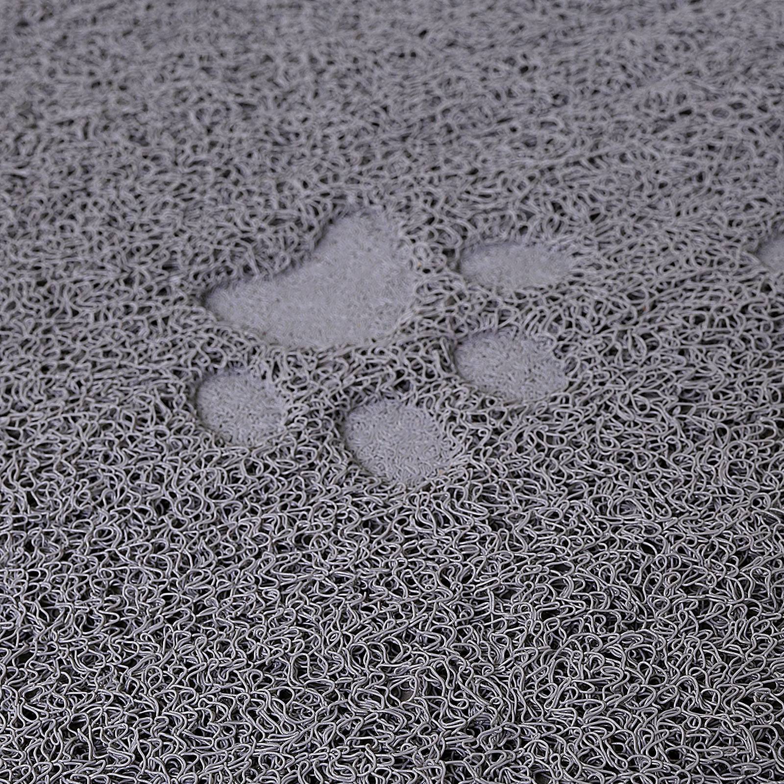 lionto Katzenstreu-Vorleger, hygienische Matte für Katzentoilette & Napfbereich, abwischbar & rutschfest, 32x45 cm, grau