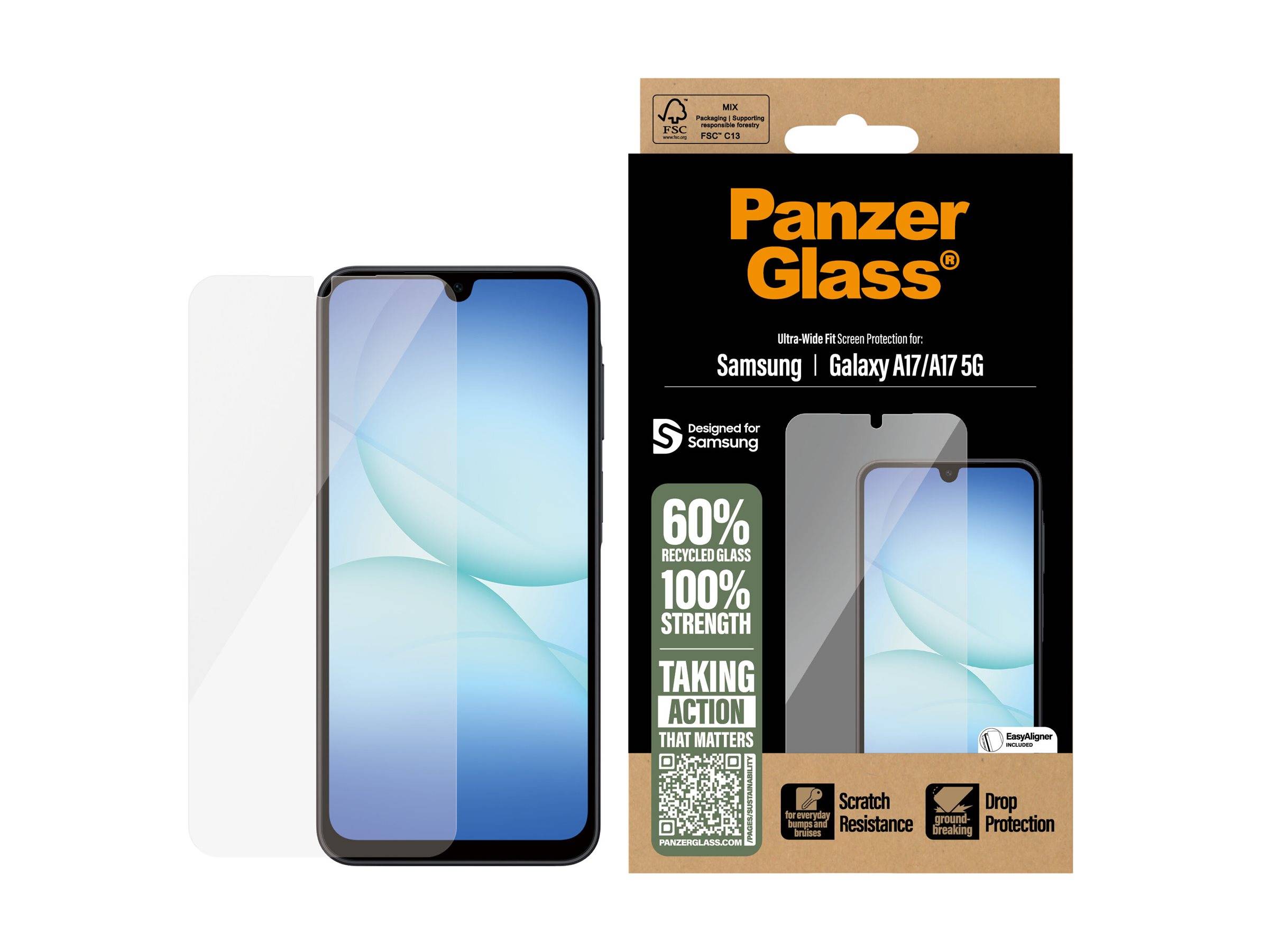 PanzerGlass Bildschirmschutz für Handy - Ultra-WideFit mit EasyAligner - Glas -