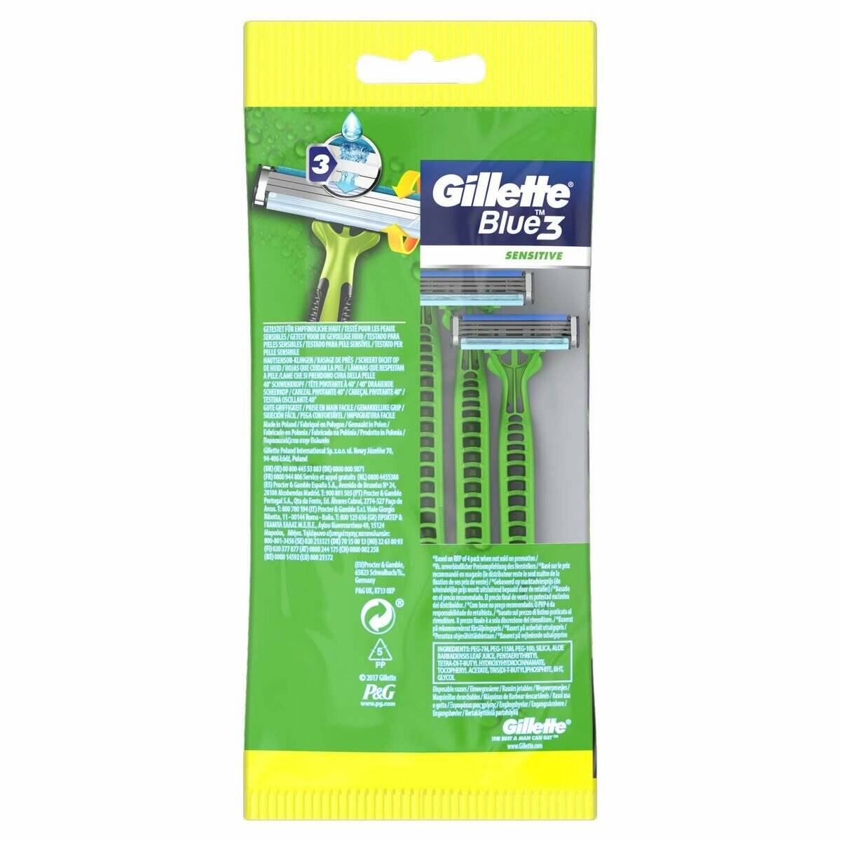 Gillette Blue 3 Sensitive Cuchilla Afeitar Desechables 5 U