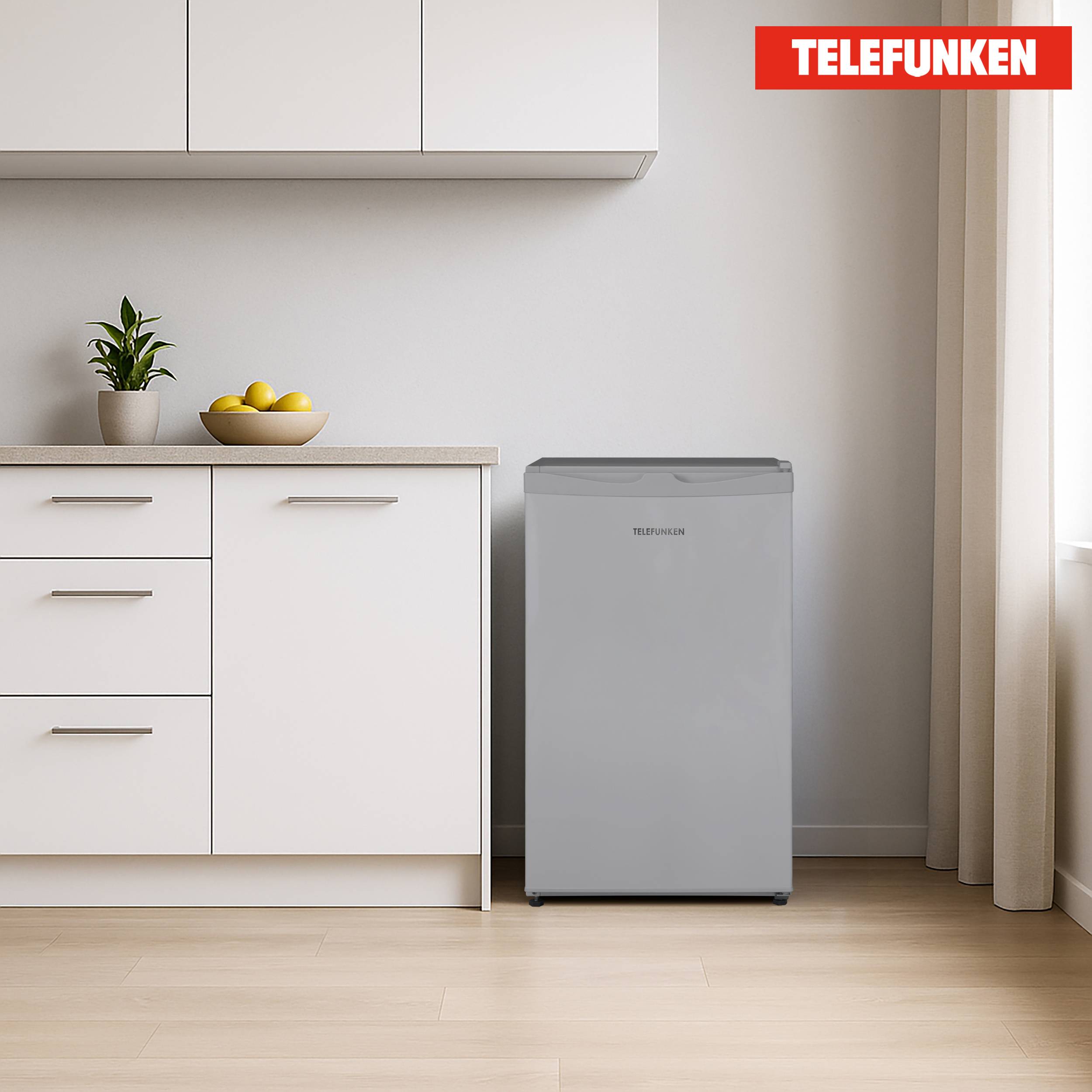 Telefunken Kühlschrank mit Gefrierfach (nur für Eiswürfel) | 89 Liter | klein und freistehend | CF-33-101-S2 silber