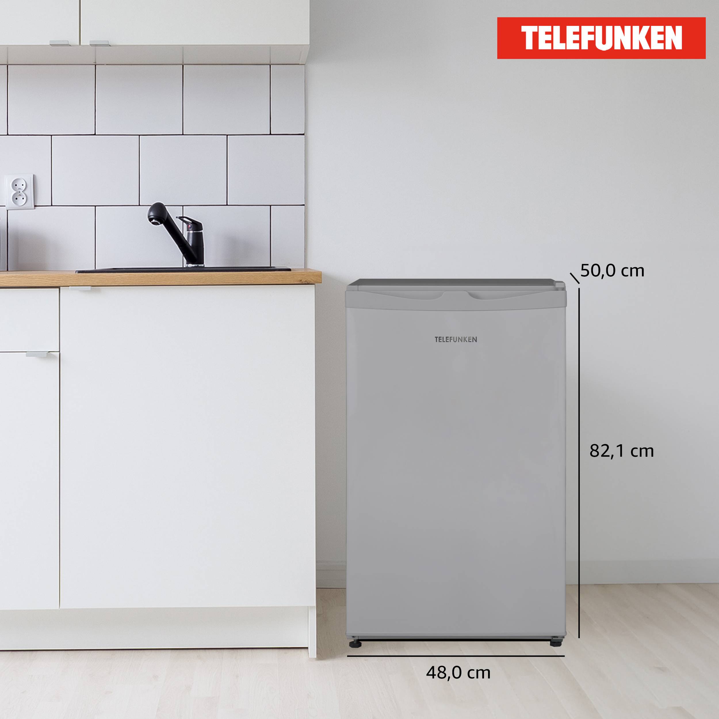 Telefunken Kühlschrank mit Gefrierfach (nur für Eiswürfel) | 89 Liter | klein und freistehend | CF-33-101-S2 silber