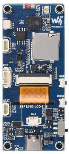 Waveshare ESP32-S3-LCD-3.16 Dev Board, 3,16", RGB565 LCD, 320x820, 16MB Flash, 8MB PSRAM, USB-C