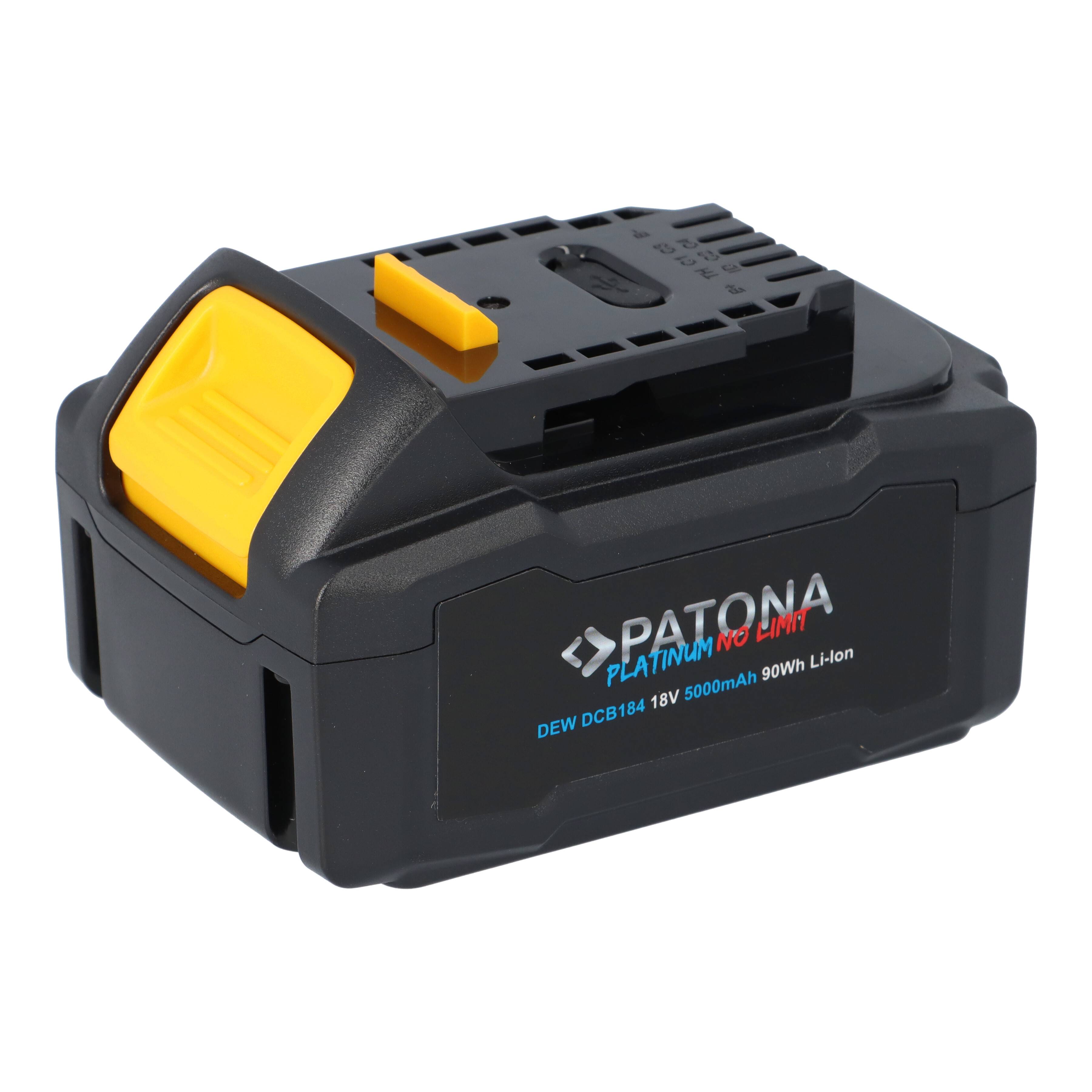 PATONA 18V Akku DCB184 5000mAh für Dewalt XR-Serie mit USB-C PD65W