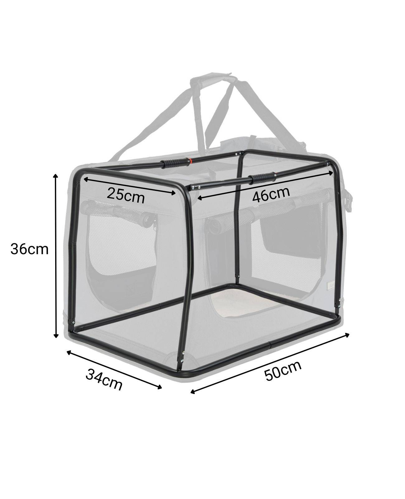 lionto Hundetransportbox faltbar, stabile Stoffbox mit Mesh-Einsätzen, ideal für Auto, Reise & Tierarzt, 50x34x36 cm, grau