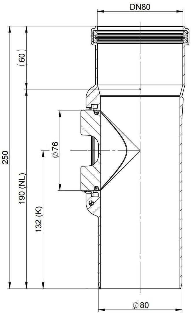Atec Kontroll-Rohr PolyTop DN 80 - einwandiges Abgassystem-Komponent.