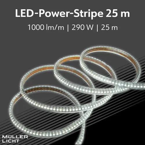 MÜLLER-LICHT LED-Strip Power Stripe 25m, 290 W, 25000 lm, 2700 K, IP44, warmweiß MÜLLER-LICHT LED-Strip Power Stripe 25m, 290 W, 25000 lm, 2700 K, IP44, warmweiß