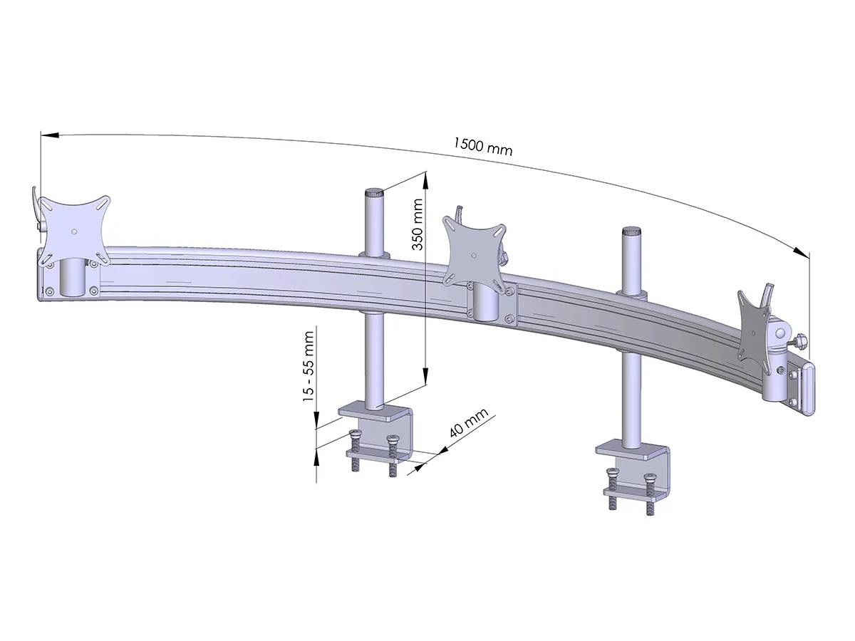 Para-System Monitorhalterung für 3 Monitore mit Tisch-Klemme 3er - 20''-24''