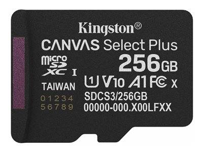 SD MicroSD Card 256GB Kingston SDXC Canvas+ Gen3 o.Adapter retail Multimedia-Technik Micro SD Karten
