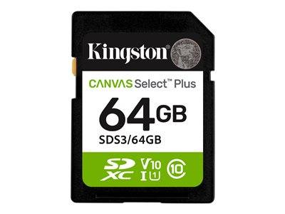 SD Card 64GB Kingston SDXC Canvas Plus Gen3 C10 retail Multimedia-Technik SD Karten