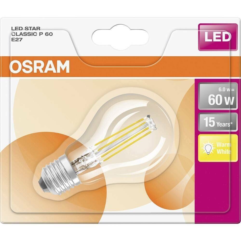 Osram LED E27 G45 Filament KLAR 6W = 60W Tropfen 806lm 230V Warmweiß 2700K
