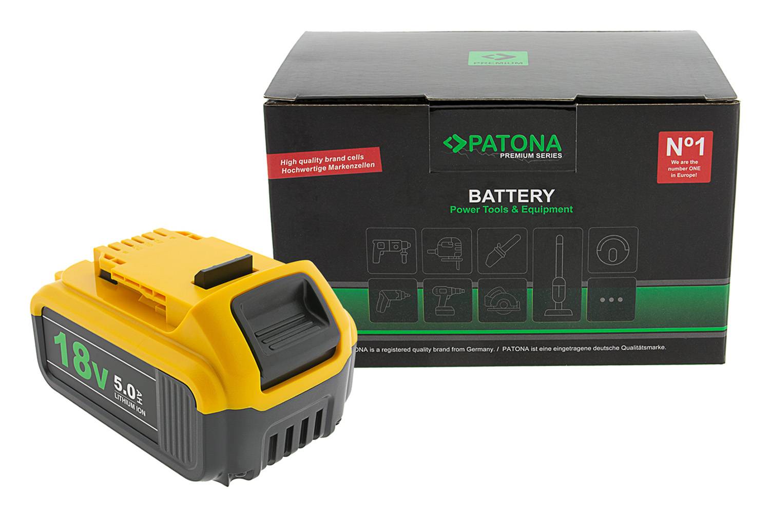 4er-Set PATONA Akku DeWalt DCB184 18V XR 5.0Ah