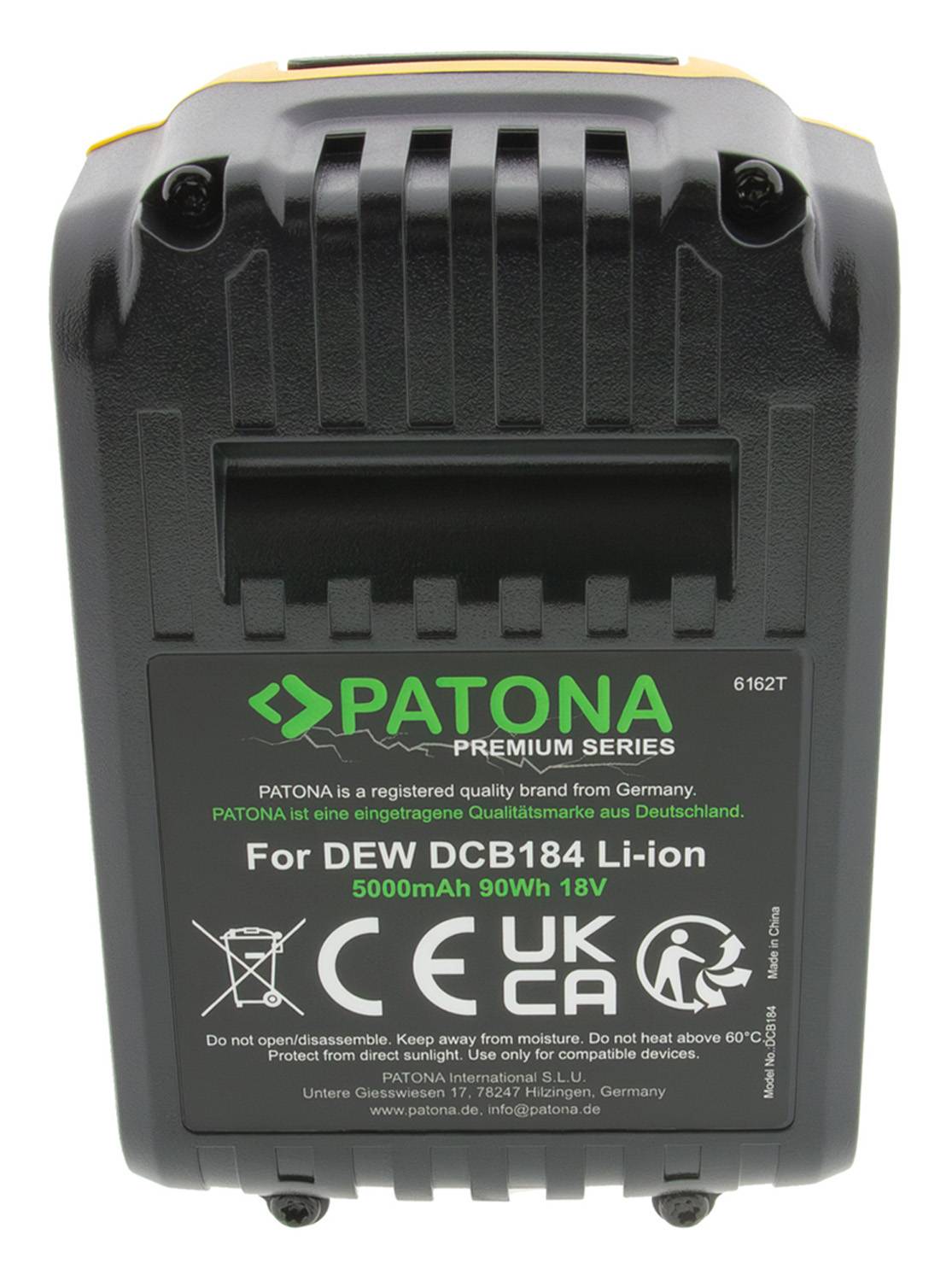 4er-Set PATONA Akku DeWalt DCB184 18V XR 5.0Ah