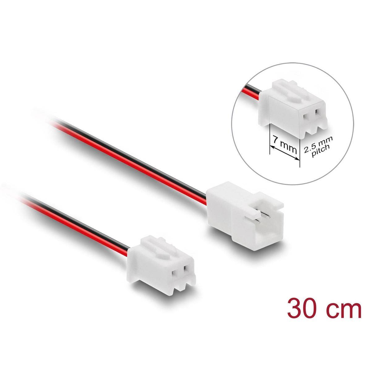 Delock Lüfter Verlängerungskabel JST Stecker zu Buchse 2 Pin, Steckerlänge 7 mm,