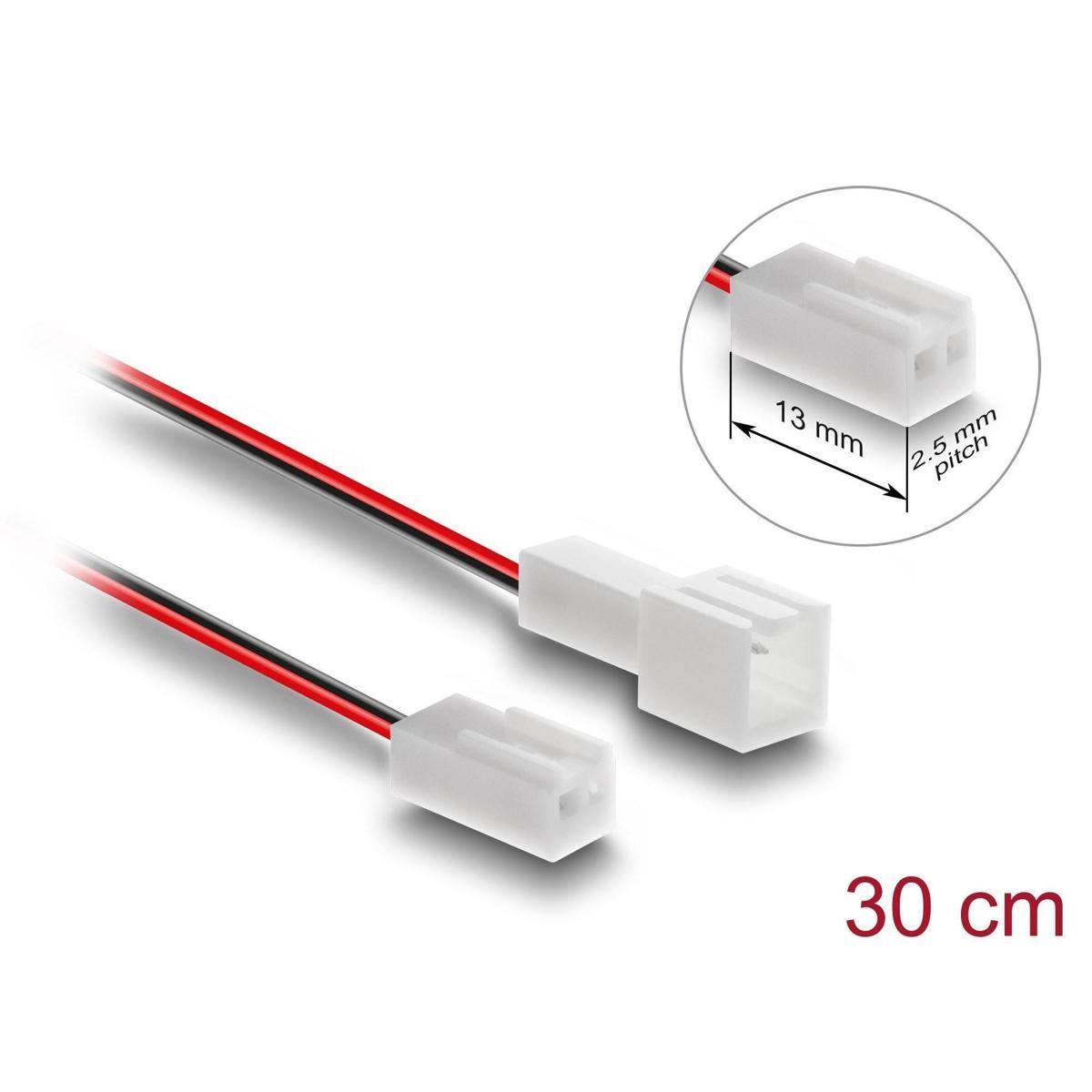 Delock Lüfter Verlängerungskabel Stecker zu Buchse 2 Pin, Steckerlänge 13 mm, 30