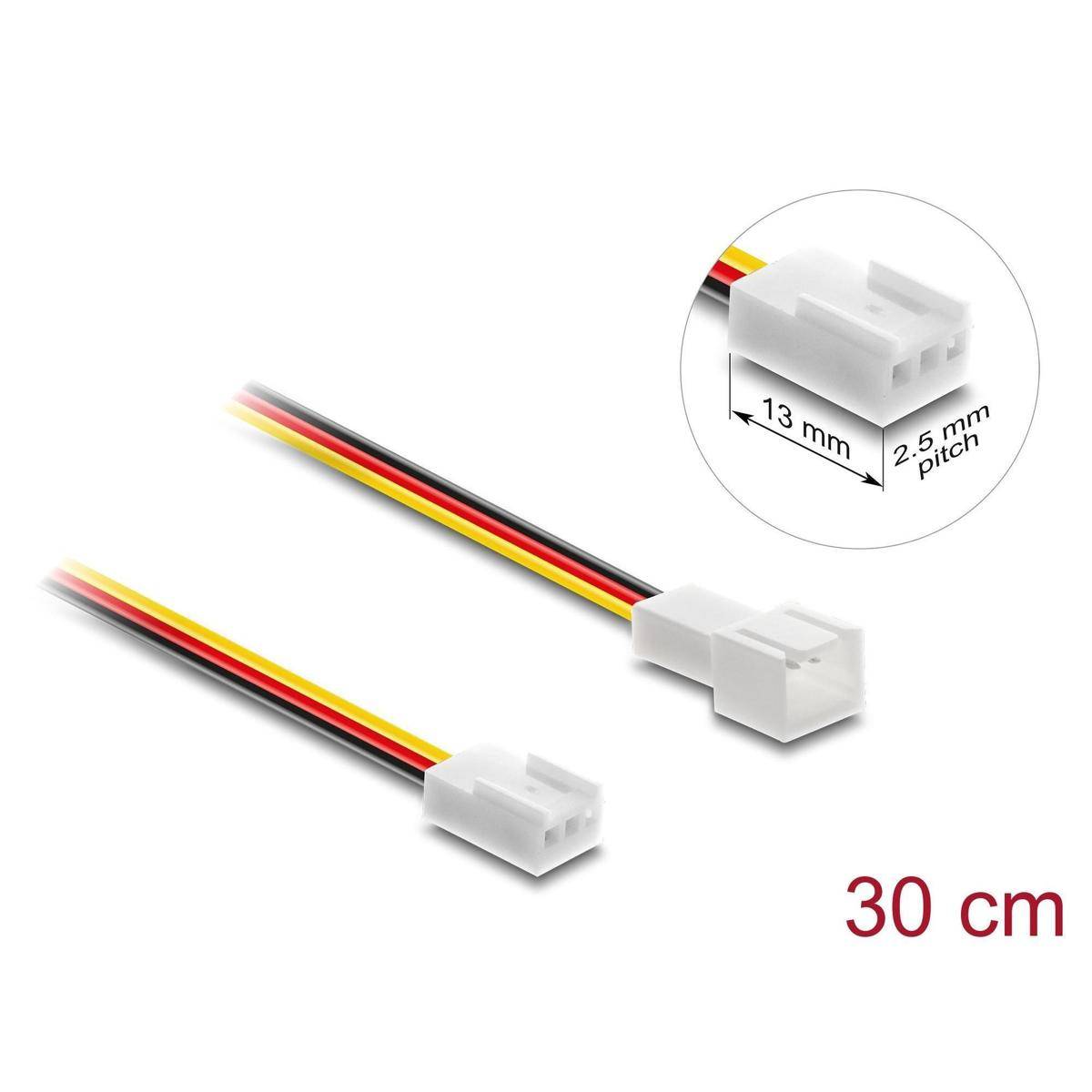 Delock Lüfter Verlängerungskabel Stecker zu Buchse 3 Pin, Steckerlänge 13 mm, 30