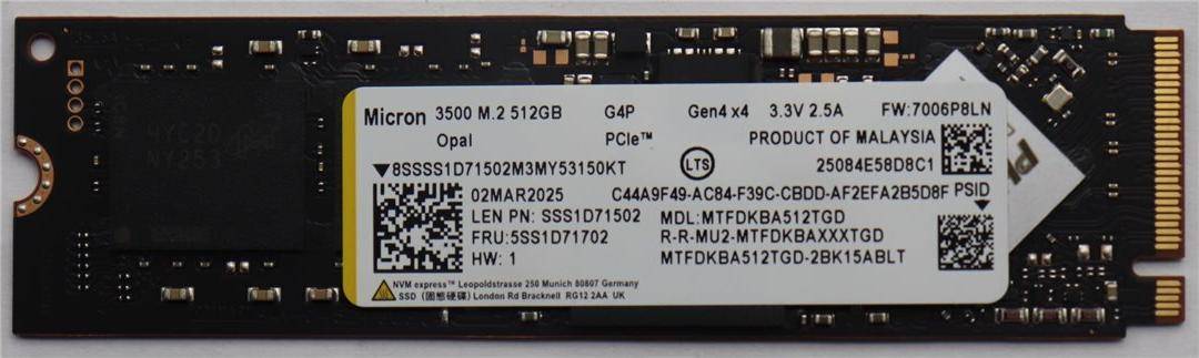Lenovo Micron SSD verschlüsselt 512 GB intern M.2 2280 PCIe 4.0 x4 TCG Opal Encryption für ThinkPad P14s Gen 6 21QL 21QM 21RV ThinkStation P360 Ultr