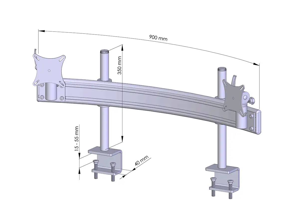 Para-System Monitorhalterung für 2 Monitore mit Tisch-Klemme 2er - 20''-24''