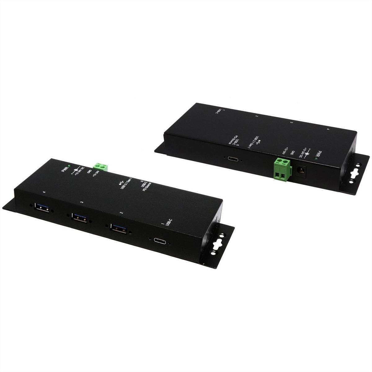 EXSYS EX-1191HMVS-PD 4-Port-USB-3.2 Gen 1 Metall HUB, mit USB-PD Aufladung Hubs USB Hub