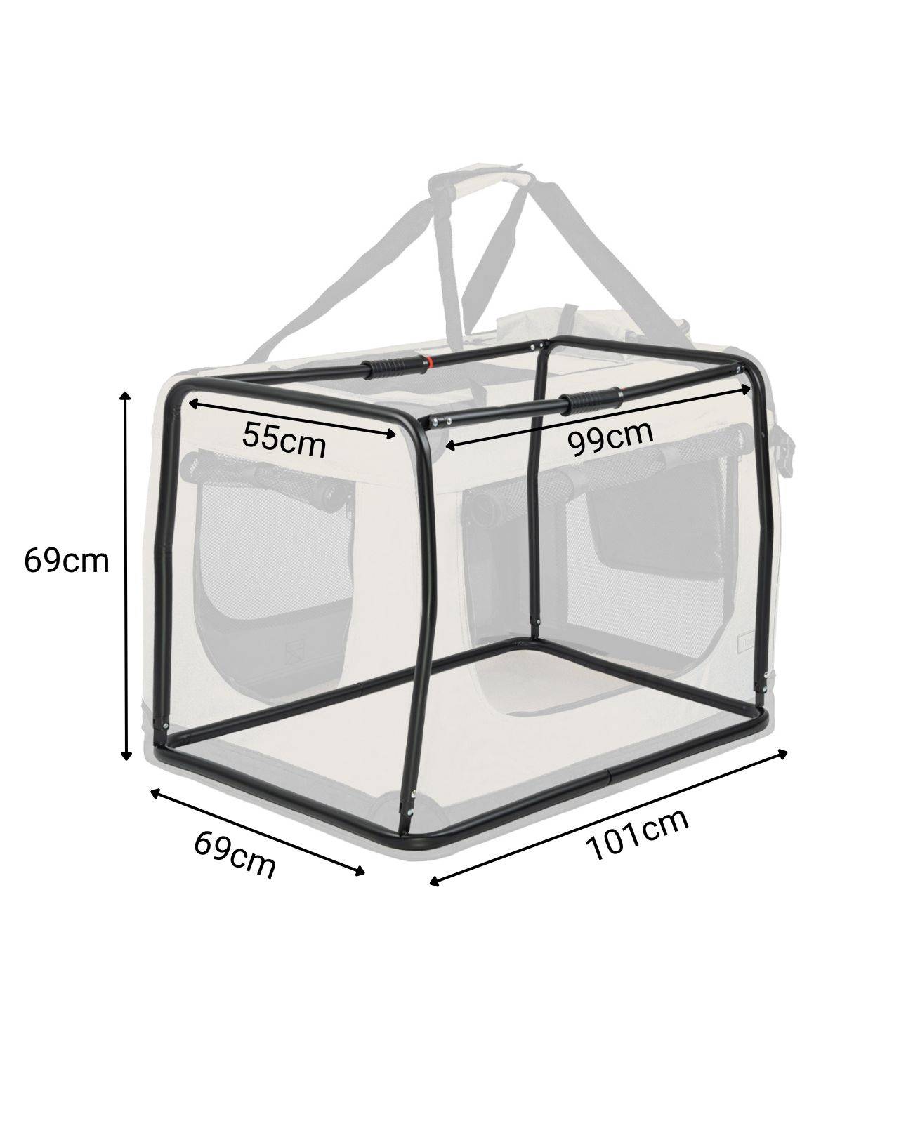 lionto Hundetransportbox faltbar, stabile Stoffbox mit Mesh-Einsätzen, ideal für Auto, Reise & Tierarzt, 101x69x70 cm, beige