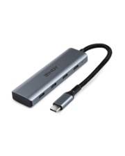 Lindy 4 Port USB 3.2 Gen 2 Typ C Hub, USB 3.2 Gen 2 (3.1 Gen 2) Type-C, USB 3.2 Gen 2 (3.1 Gen 2) Type-C, 10000 Mbit/s, Grau, Aluminium, Kunststoff